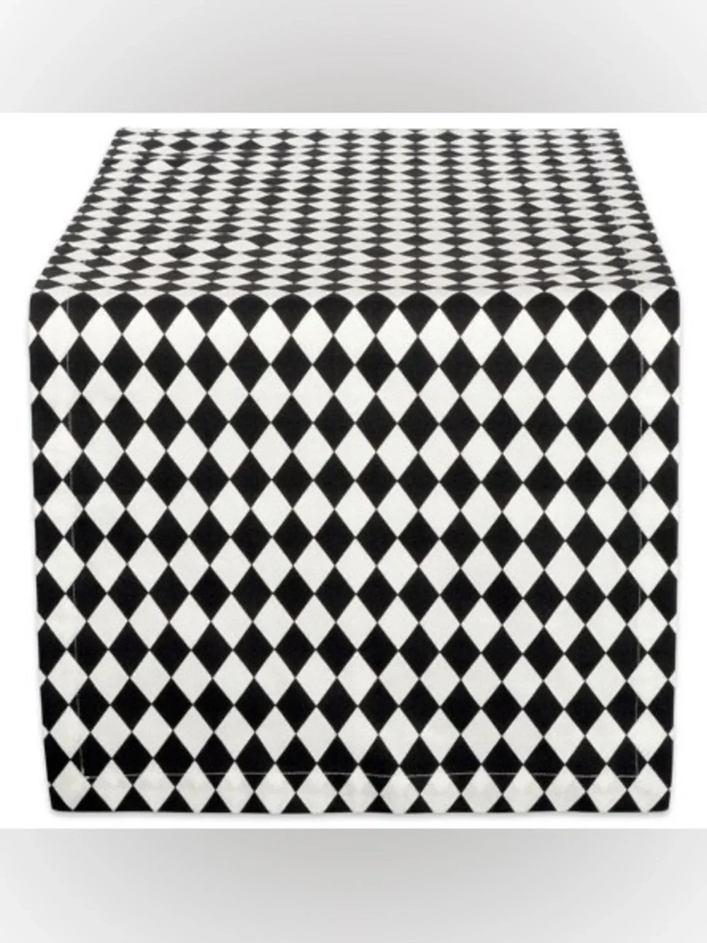Black and White Diamond Pattern Table Runner